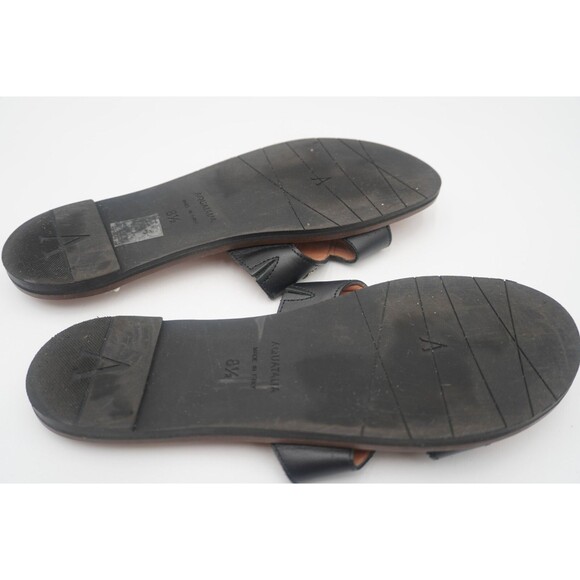 Aquatalia Andi Black Cutout Contrast Stitching Leather Slide Sandals Size 8.5 - Picture 8 of 14